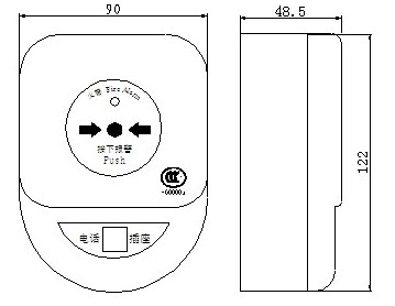 J-SAP-8402手动报警按钮外形示意图