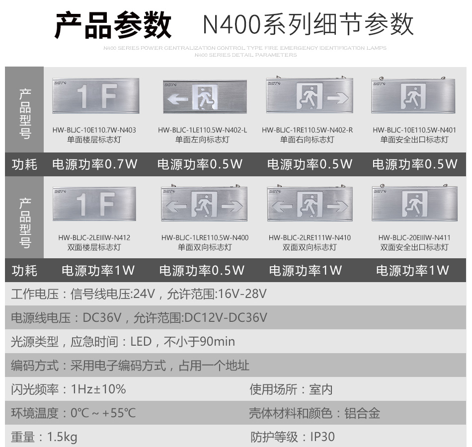 海湾N400疏散指示灯参数表