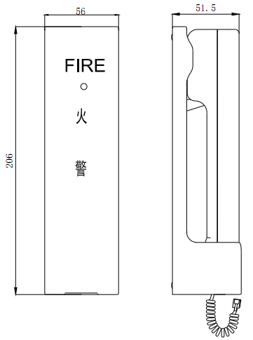 GST-TS-100A型消防电话分机外形结构图