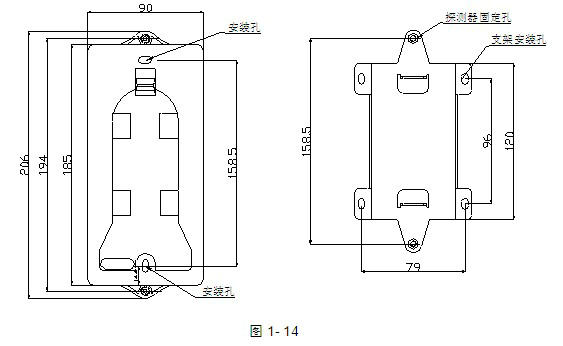 海湾JTY-HM-GST102红外对射光束感烟探测器尺寸示意图